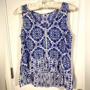 Patron of Peace Blue and White Tank Top Sz Medium